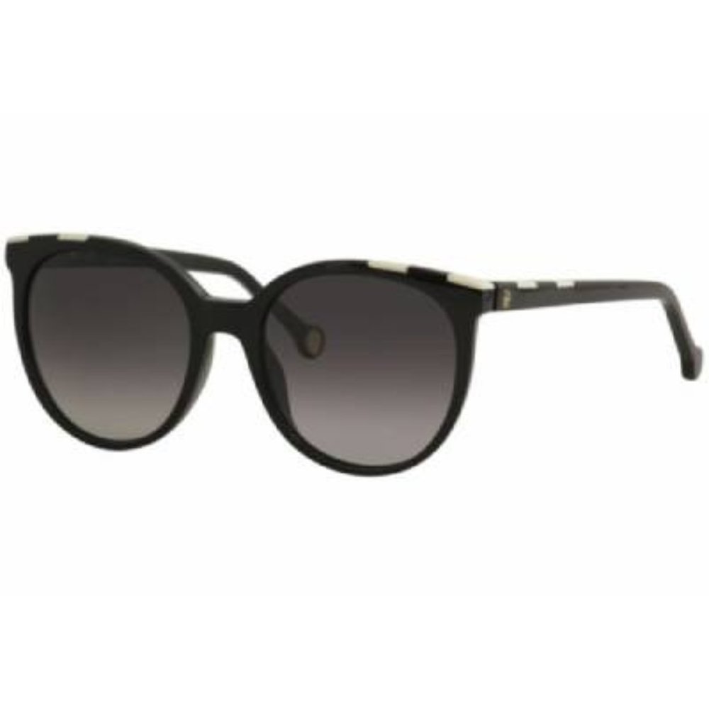 Carolina Herrera Women's Round Shiny Black Sunglasses